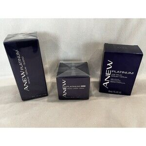 Avon Anew Platinum Night Cream 1.7 Oz , Neck Serum & Age Delay Serum 1 Oz Set